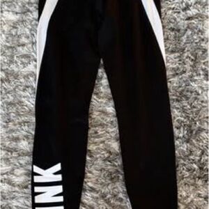 PINK Victoria's Secret Black Leggings with White Logo
